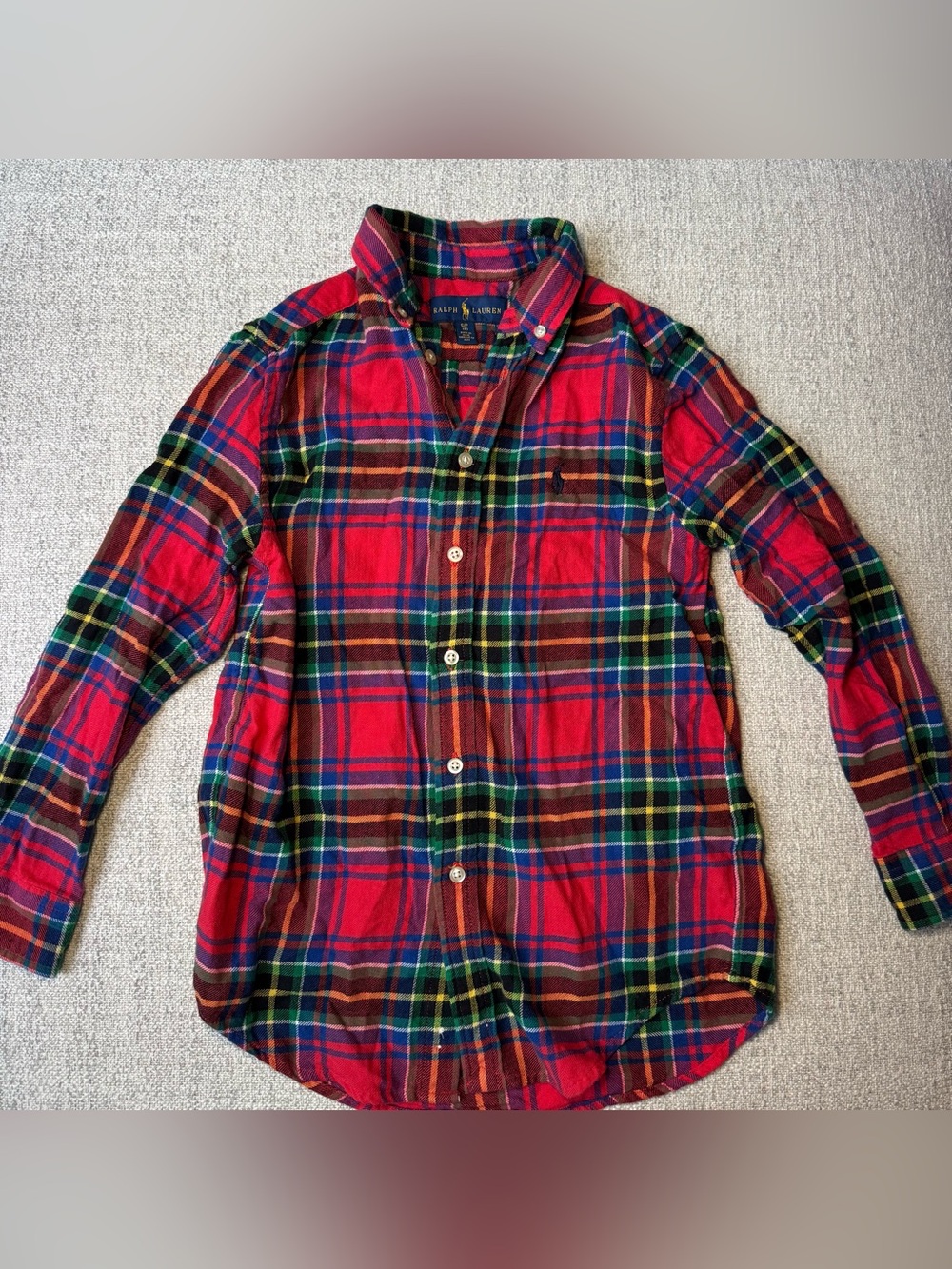 Ralph Lauren Kids Red Tartan Plaid Button Down Shirt Holiday Preppy Size S